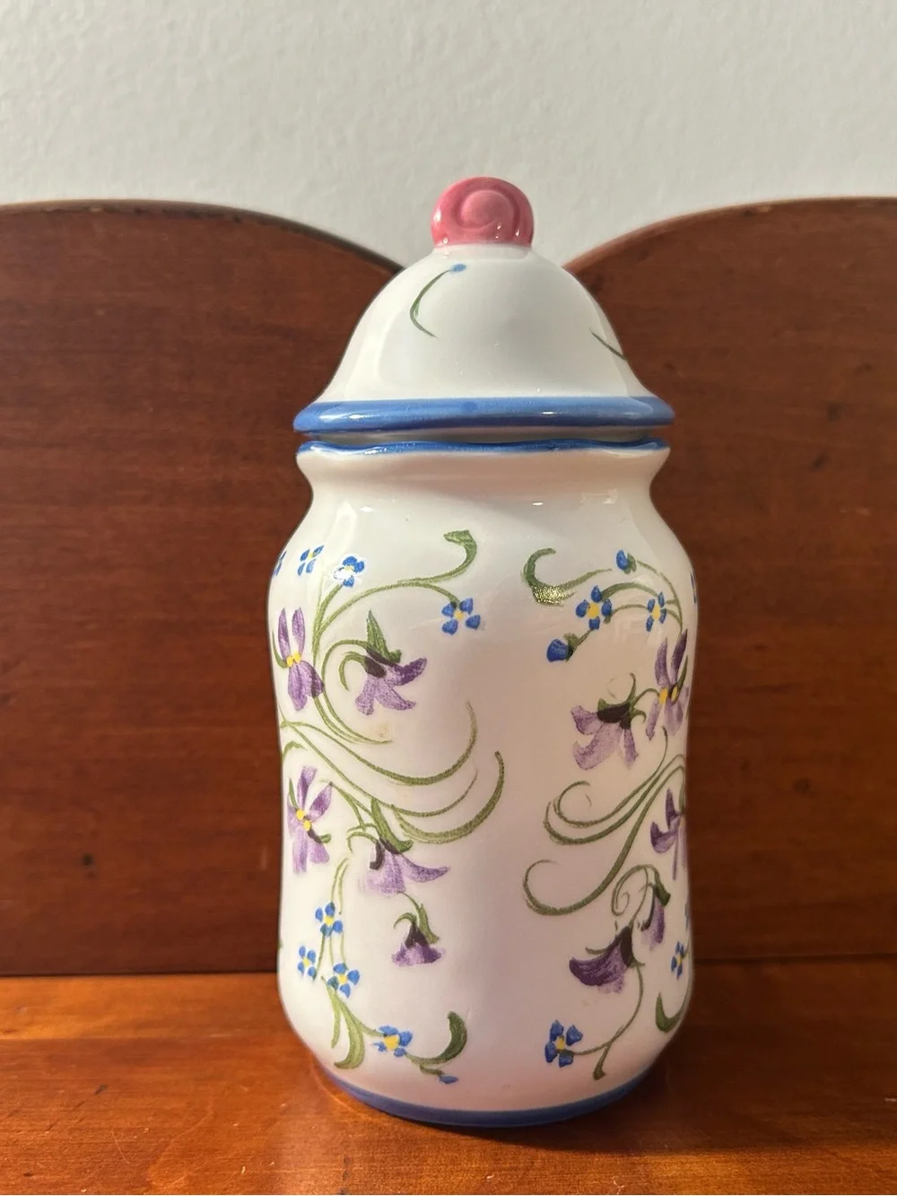 Hand-Painted Rooster Ceramic Canister - White with Multicolor Rooster